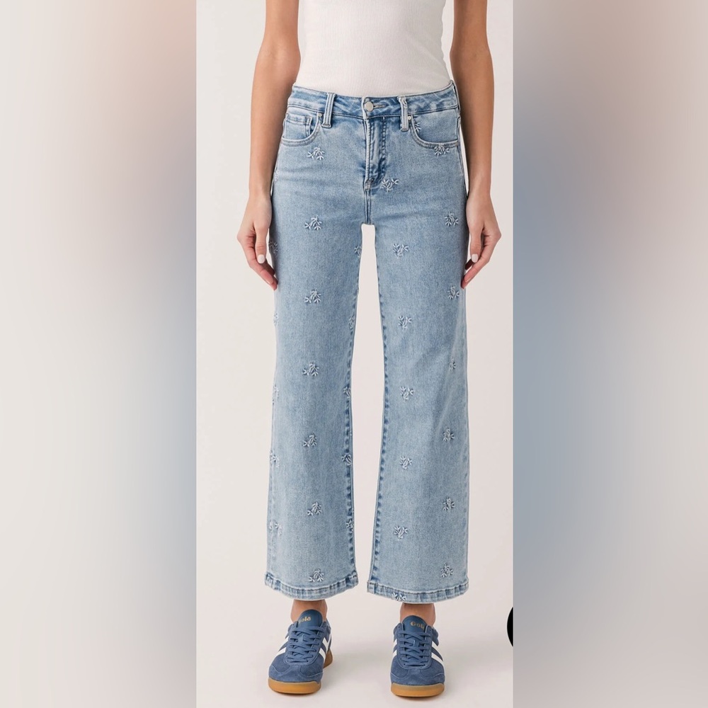 Light Blue Embroidered Women's Flare Jeans